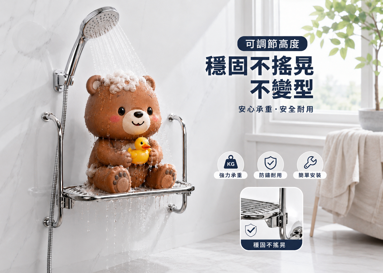 味美不鏽鋼多功能座椅 / 淋浴椅 9291S-450